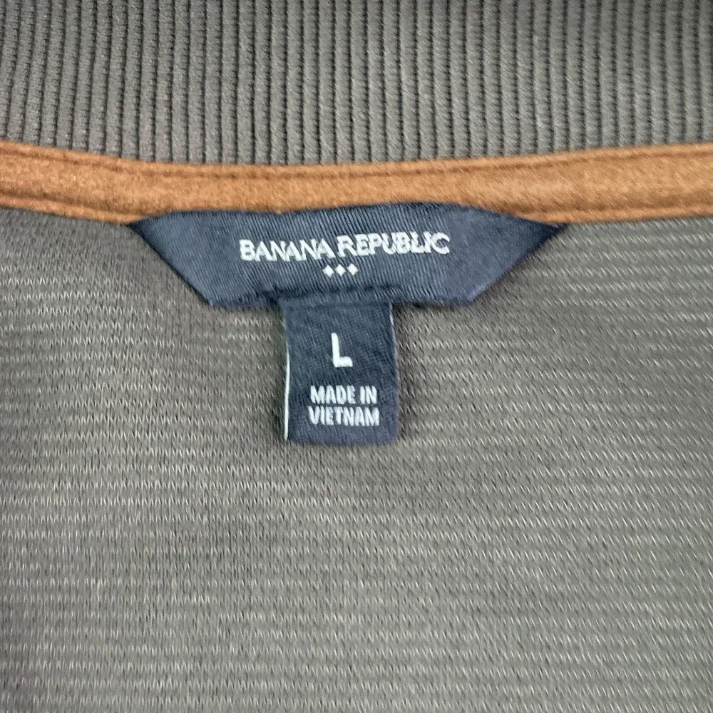 Banana Republic Jacket Mens Large Olive Green Ottoman Ribbed Full Zip Coat